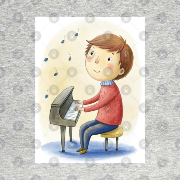 Piano playing cute boy by osmansargin